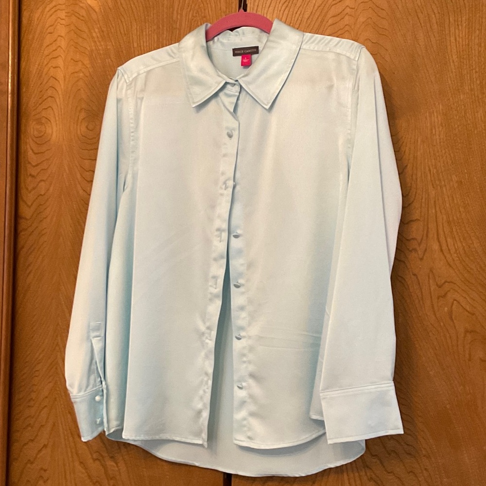 Pale blue silky blouse, large
